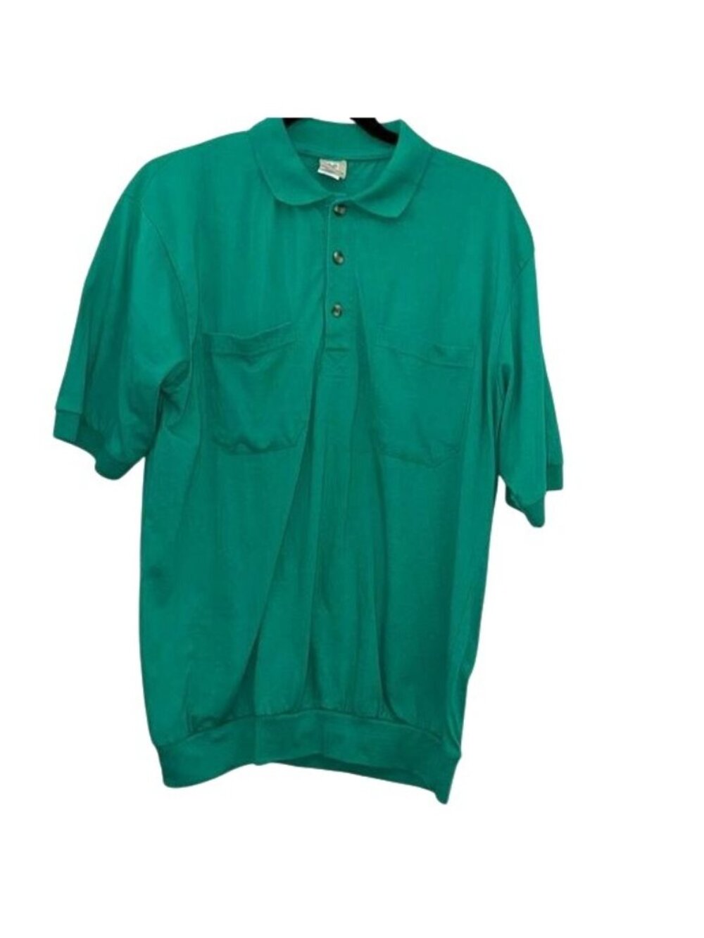Haband Teal Short Sleeve Polo Shirt L Cotton/Polyester Blend